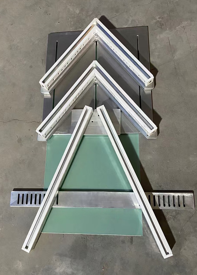 conveyor belt chevron shape V-guide welding fixture